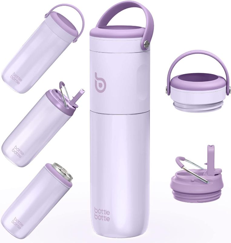 Photo 1 of BOTTLE BOTTLE Insulated Water Bottle for Sports with Straw,2 lids,18oz 3IN1 Water Bottles for Slim Can Coolers and Kids Tumbler, Stainless Steel Metal Bottles for Outdoor Activities(Purple)
