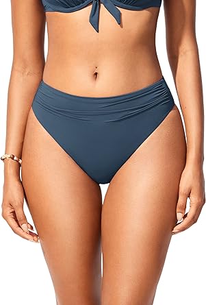 Photo 1 of DOBREVA Women's High Waisted Bikini Bottom Full Coverage High Cut Swim Bottoms Ruched Tummy Control Bathing Suits
(M)