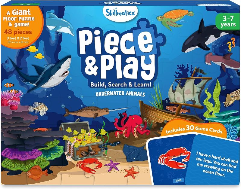 Photo 1 of Skillmatics Floor Puzzle & Game - Piece & Play Underwater Animals, Jigsaw Puzzle (48 Pieces, 2 x 3 feet), Gifts for Ages 3 to 7
