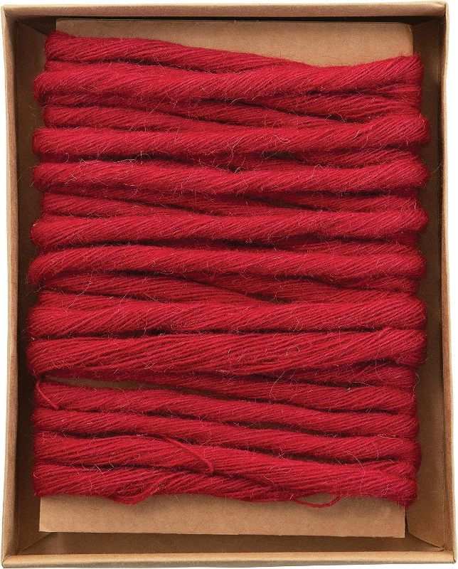 Photo 1 of Creative Co-Op Woven Wool Double Cord in Kraft Box, Red (10 Yards)

