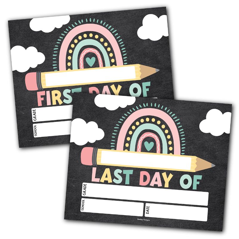 Photo 1 of 10 Cardstock Boho Back to School Signs for Kids First Day of School Board Girl - School Board for Kids Back to School Signs First and Last Day of School Board, Back to School Chalkboard Sign
