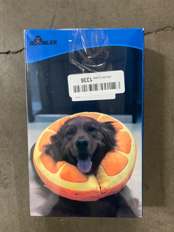 Photo 2 of IEUUMLER Inflatable Recovery Dog Cone, Protective Donut Collar Adjustable Soft E-Collar for Dog and Cat After Surgery EU002 (Orange, L)
