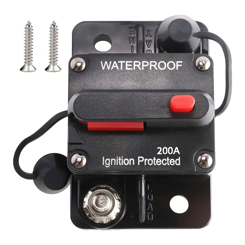 Photo 1 of RED WOLF Circuit Breaker 200 Amp for Trolling Motor Boat Marine ATV Vehicles Stereo Audio Electronic Battery System Inline Fuse with Manual Reset Switch Waterproof 12V-48V
