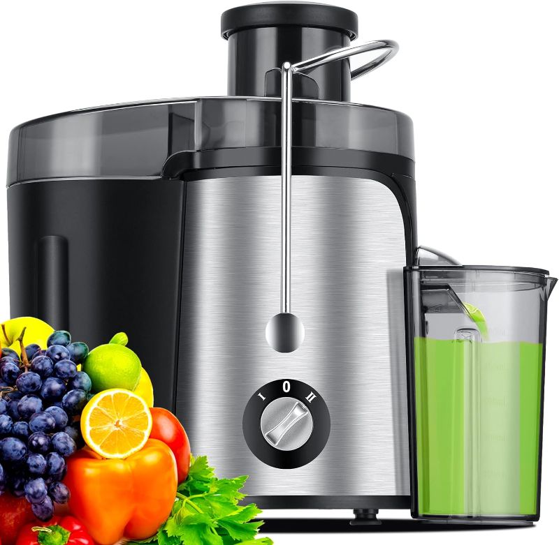 Photo 1 of Juicer, 600W Juicer Machine with 3 Inch Wide Mouth for Whole Fruit and Vegetables Centrifugal Juicer Easy to Clean, Dishwasher Safe BPA-Free, Non-Drip Function Cleaning Brush Included
