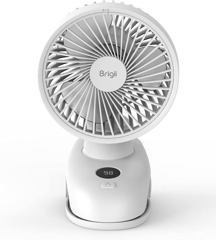 Photo 1 of Brigii Desk&Clip Fan, 14H Long Battery Life, Battery Level Display, 5 INCH Small Fan, 4-Speed, Type-C Rechargeable-PF01(White)
