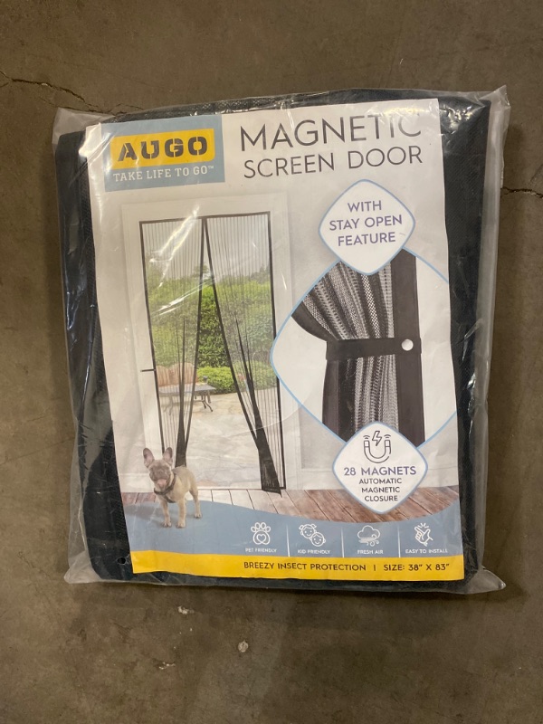 Photo 2 of AUGO Magnetic Screen Door - Self Sealing, Heavy Duty, Hands Free Mesh Partition Keeps Bugs Out - Pet and Kid Friendly - Patent Pending Keep Open Feature - 38 Inch x 83 Inch
