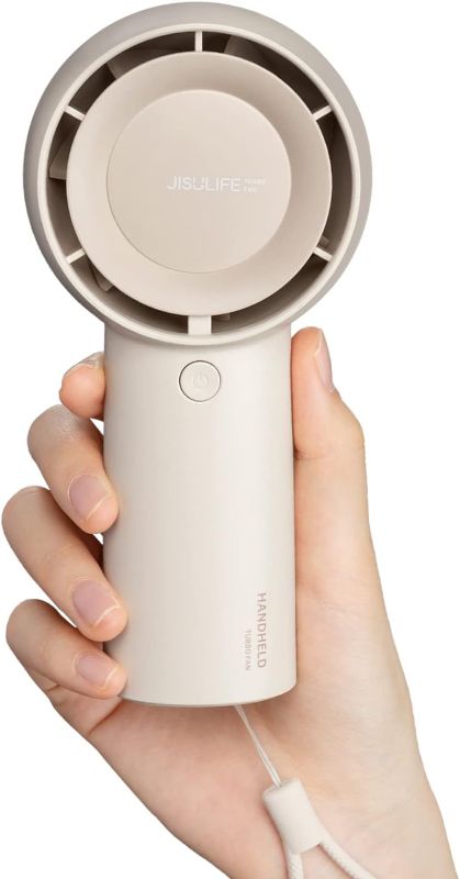 Photo 1 of JISULIFE Handheld Portable Turbo Fan [16H Max Cooling Time], 4000mAh USB Rechargeable Personal Battery Operated Mini Small Pocket Fan with 5 Speeds for Travel/Outdoor/Home/Office - Brown
