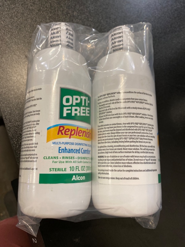 Photo 2 of Opti-Free Replenish Multi-Purpose Disinfecting Solution with Lens Case, Twin Pack, 10-Fluid Ounces Each - 2 Count(Pack of 1)
