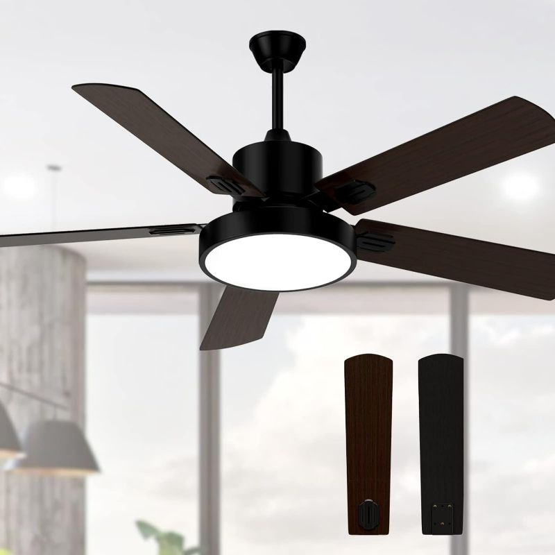 Photo 1 of Ceiling Fan with Light, Indoor and Outdoor Fans Lights Remote, Modern Reversible DC Motor-Matte Black,Patios/Farmhouse NEW 

