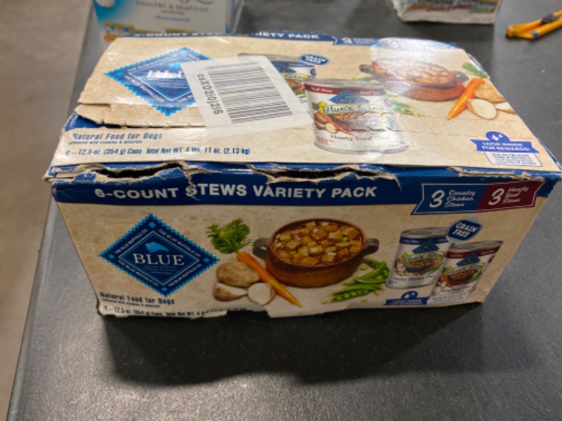 Photo 3 of Blue Buffalo Blue's Stew Chicken & Beef In Gravy Wet Dog Food Variety Pack for Adult Dogs, Grain-Free, 12.5 oz. Cans (6 Pack) 1 Count (Pack of 6) NEW 