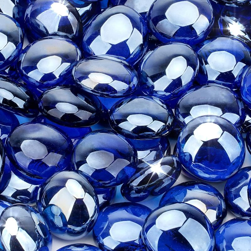 Photo 1 of Stanbroil 10-Pound Fire Glass Beads - 1/2 inch Luster Fire Glass Drops for Fireplace Fire Pit | Gas Log Sets | Landscaping | Fish Tank, Royal Cobalt Blue Luster
