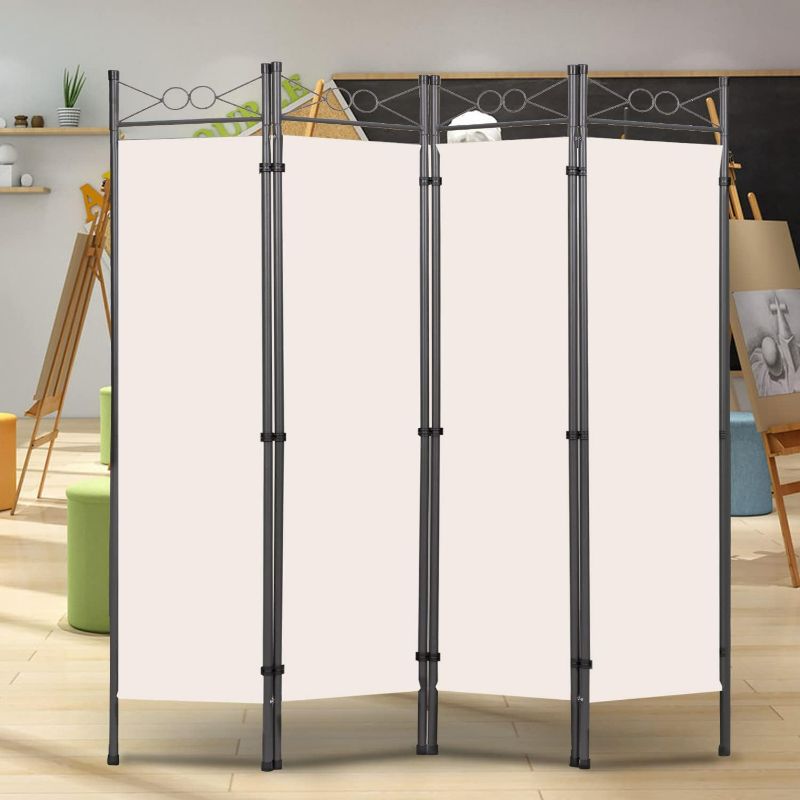 Photo 1 of Room Divider 4 Panel Tall Room Dividers and Folding Privacy Screens, 6 Ft Indoor Divider Room Fabric Panel W/Matel Frame, Freestanding Wall Divider Screen Partition Room Dividers for Living Room
