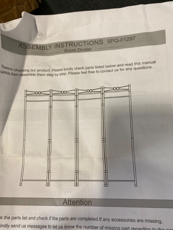 Photo 2 of Room Divider 4 Panel Tall Room Dividers and Folding Privacy Screens, 6 Ft Indoor Divider Room Fabric Panel W/Matel Frame, Freestanding Wall Divider Screen Partition Room Dividers for Living Room
