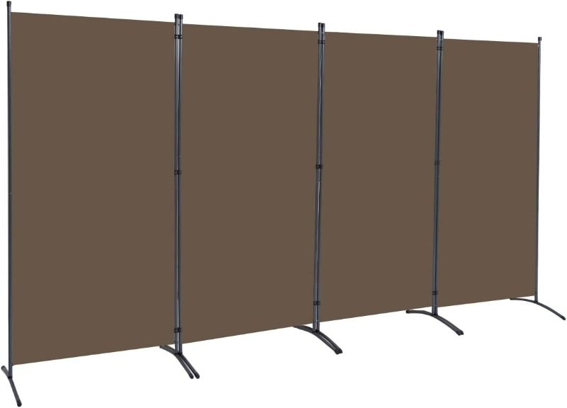 Photo 1 of JVVMNJLK Indoor Room Divider, Portable Office Divider, Convenient Movable (4-Panel), Folding Partition Privacy Screen for Bedroom,Dining Room, Study,102" W x 19.7" D x 71.3" H, Brown
