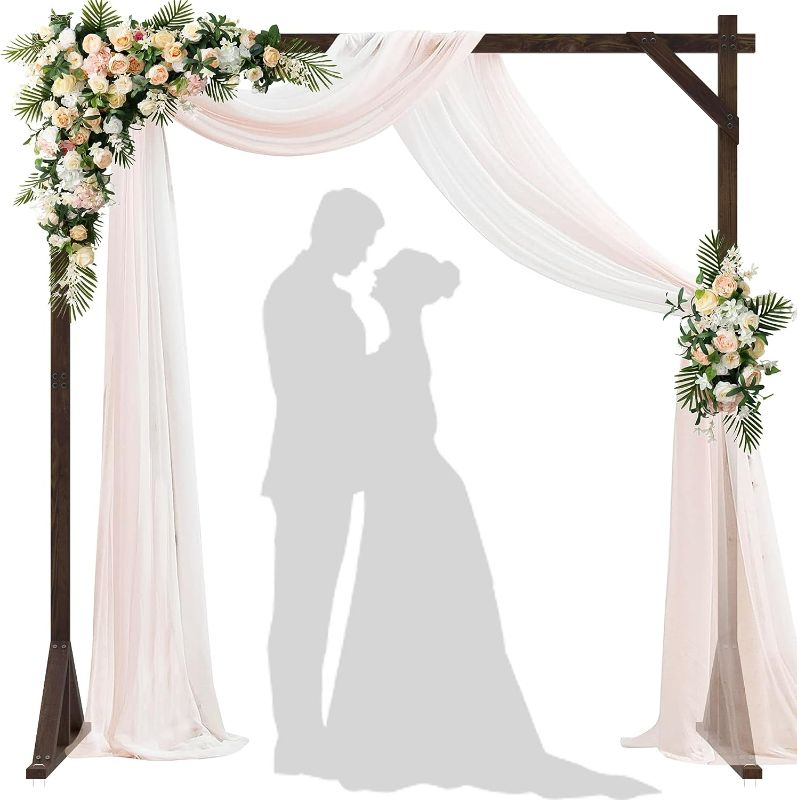 Photo 1 of Wedding Wood for Ceremony Wooden Wedding Arbor Backdrop Stand for Indoor Outdoor Wedding Party Proposal Scene Garden Beach Forest Rustic Boho Decoration