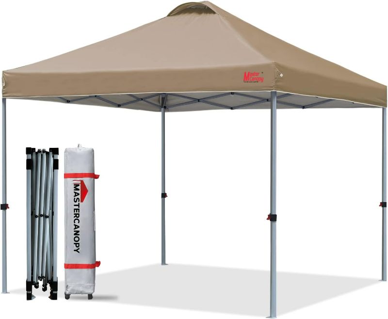 Photo 1 of MASTERCANOPY Durable Ez Pop-up Canopy Tent with Roller Bag (8x8, Khaki)
