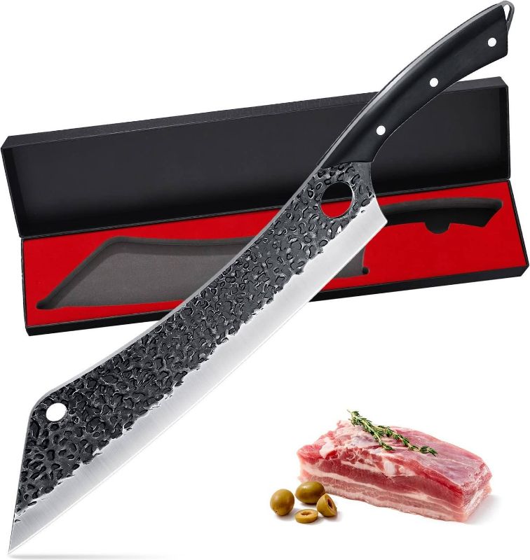 Photo 1 of PURPLEBIRD Carving Knife Ultra Sharp Slicing Knife,Hand Forged Brisket Knife High Carbon Steel Meat Slicer, Long Kitchen Knives,Best for Slicing Roasts, Meats, Fruits and Vegetables
