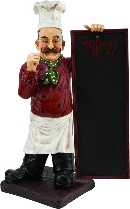Photo 1 of Deco 79 Polystone Chef Sculpture with Chalkboard, 20" x 12" x 36"
