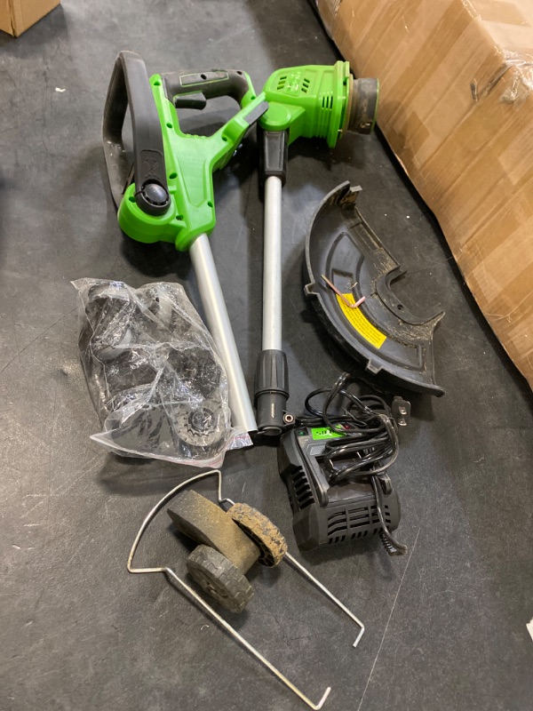 Photo 1 of SOYUS Weed Wacker Cordless, 12 Inch String Trimmer Battery Powered with Battery and Charger, Lightweight Edger Trimmer with 8 Pcs Replace Spool Trimmer Lines 12 Inch Green
