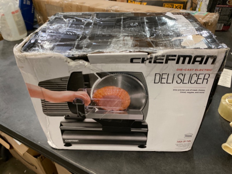 Photo 3 of Chefman Die-Cast Electric Meat & Deli Slicer, A Powerful Machine with Adjustable Slice Thickness, Stainless Steel Blades & Safe Non-Slip Feet To Easily Cut Ham, Cheese, Bread, Fruit & Veggies At Home