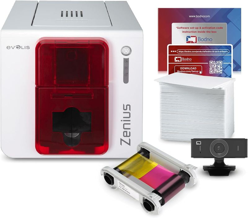 Photo 1 of Evolis Zenius Single Sided ID Card Printer & Complete Supplies Package with Bodno Bronze Edition ID Software
