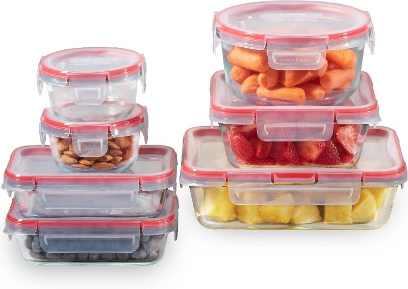 Photo 1 of Pyrex Freshlock 14-Piece Mixed Size Glass Food Storage Meal Prep Container Set, Airtight & Leakproof With Locking Lids, For Lunch and Meal Prep, Microwave, Freezer & Dishwasher Safe
