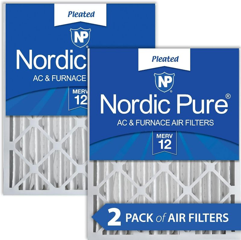 Photo 1 of Nordic Pure 20x25x4 (19_1/2 x 24_1/2 x 3_5/8) Pleated MERV 12 Air Filters 2 Count (Pack of 1)
