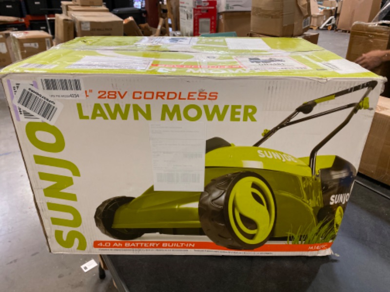 Photo 1 of Sun Joe MJ401C 14-Inch 28-Volt Cordless Push Lawn Mower