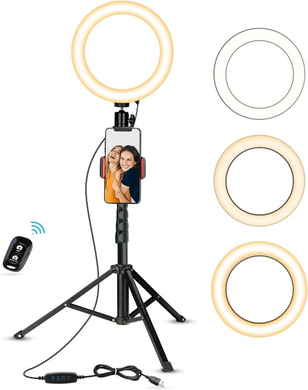 Photo 1 of UBeesize Selfie Ring Light (8")  with Tripod Stand and Phone Holder, Portable and Circle ringlight for Phone
