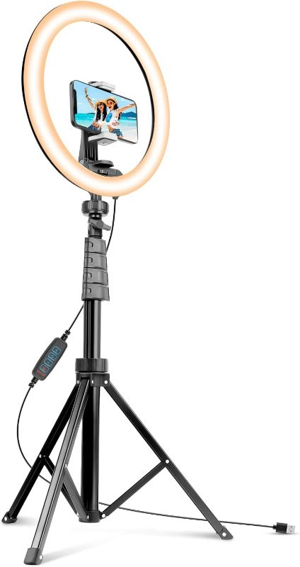 Photo 1 of 12-inch Ring Light withSelfie Stick, Sensyne Tripod and Phone Holder, Selfie Remote Control Circle Light for Live Stream/Video Recording/TikTok, Compatible with All Phones and Cameras
