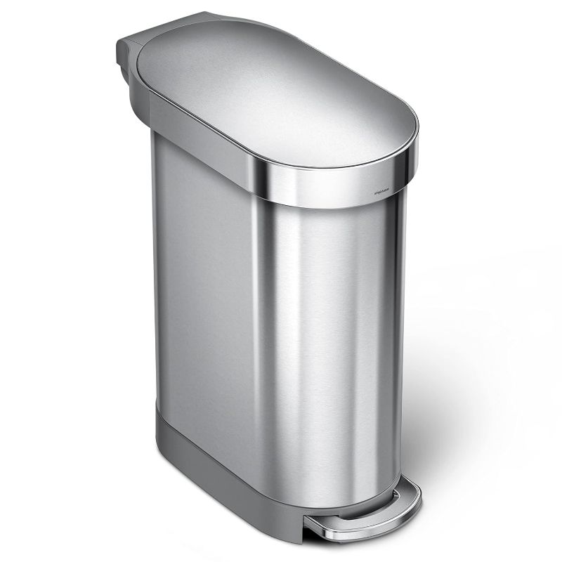 Photo 1 of simplehuman 40 Liter /  Slim Hands-Free Kitchen Step Trash Can, Brushed Stainless Steel
