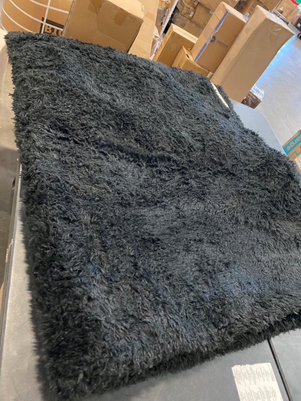 Photo 2 of TWINNIS Super Soft Shaggy Area Rugs Fluffy Plush Carpets, 5x8 Feet, Indoor Modern Fuzzy Rugs for Living Room Bedroom Kids Room Nursery Home Decor, Upgrade Anti-Skid Durable Rectangular, Black
