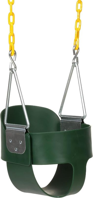 Photo 1 of Eastern Jungle Gym Heavy-Duty High Back Full Bucket Toddler Swing Seat | Coated Swing Chains Fully Assembled | Green Swing Set Accessory
