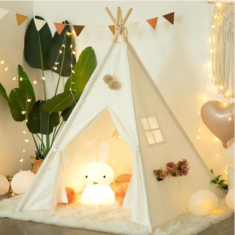 Photo 1 of RongFa Teepee Tent for Kids-Portable Children Play Tent Indoor Outdoor (White) 
