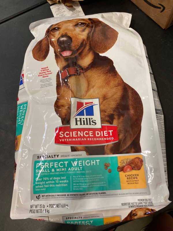 Photo 2 of Hill's Science Diet Adult Perfect Weight Small & Mini Chicken Recipe Dry Dog Food 15 Pound (Pack of 1) BROWN,WHITE