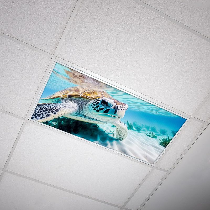 Photo 1 of OCTO LIGHTS Fluorescent Light Covers for Ceiling Lights Classroom 2x4 (22.38in X 46.5in) Improve Focus, Eliminate Headaches, Provide Florescent Light Relief - Ocean 010
