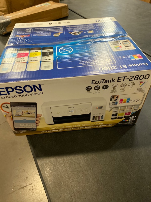 Photo 3 of Epson EcoTank ET-2800 Wireless Color All-in-One Cartridge-Free Supertank Printer with Scan and Copy â€“ The Ideal Basic Home Printer - White ET-2800-W White