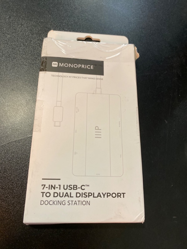 Photo 3 of Monoprice 7-in-1 Dual Monitor Docking Station with Dual 4K@60Hz DisplayPort, 10Gbps USB 3.1 Gen2, 100W PD Passthrough Charging, Gigabit Ethernet
