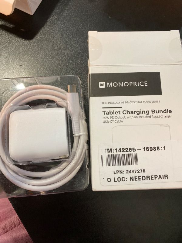 Photo 2 of Monoprice iPad Pro Charging Bundle - Compact 30W 1-Port PD GaN Technology Foldable Wall Charger, Power Delivery and 6ft Fast Charge USB-C Cable for MacBook Pro/Air, Laptops, Pixel, Galaxy & More