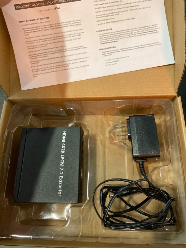 Photo 2 of Monoprice BlackbirdTM 4K Series 7.1 HDMI Audio Extractor & Monoprice Audio/ - 6 Feet - Black | 3.5mm Stereo Plug/2 RCA Jack, Mp3 Player/Phone Headphone Output to Home Audio System Audio Extractor+ Cable