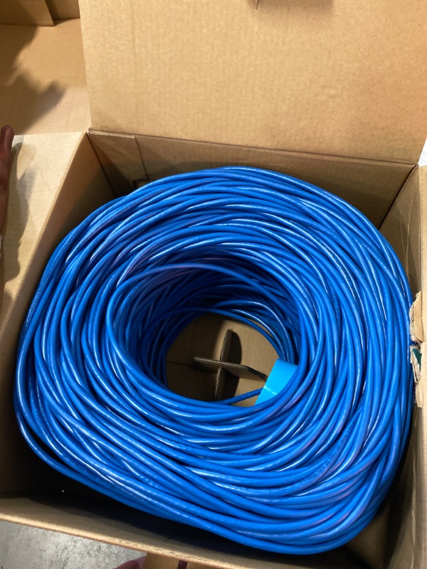 Photo 2 of Monoprice Cat6 Ethernet Bulk Cable - Network Internet Cord, Stranded, 550Mhz, UTP, Pure Bare Copper Wire, 24AWG, 1000 Feet, Blue Cable 1000ft Blue