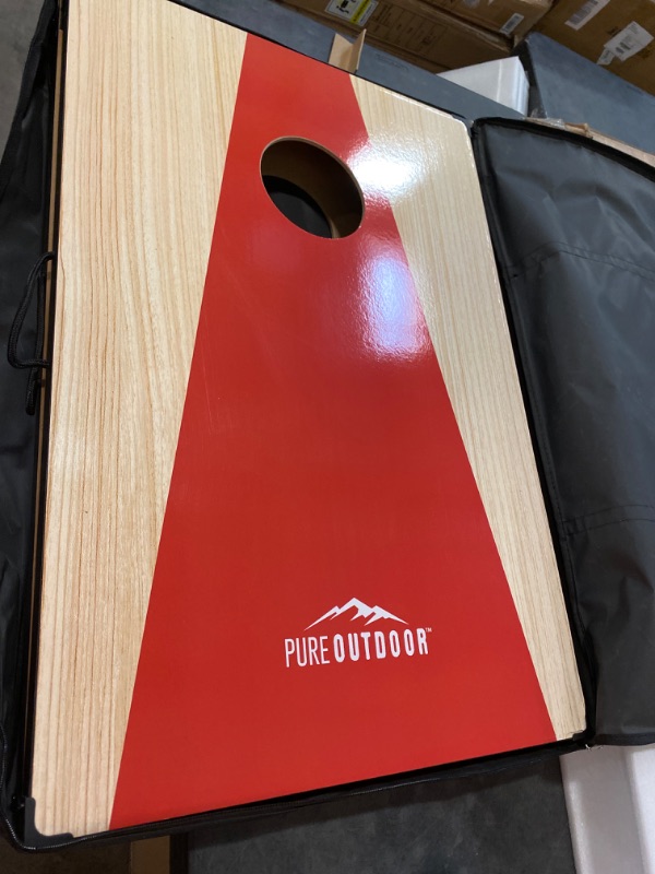 Photo 2 of Pure Outdoor by Monoprice Wood Cornhole Outdoor Game with Carrying Case
