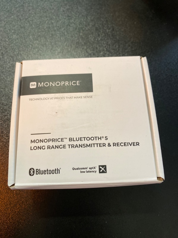 Photo 3 of Monoprice Bluetooth 5 Long Range Transmitter and Receiver - with AptX HD and AptX Low Latency, SBC, AAC, Up to 32 Feet (10 Meters) Toslink/Optical, 3.5mm Aux, Up to 25 Hours of Audio Playback..