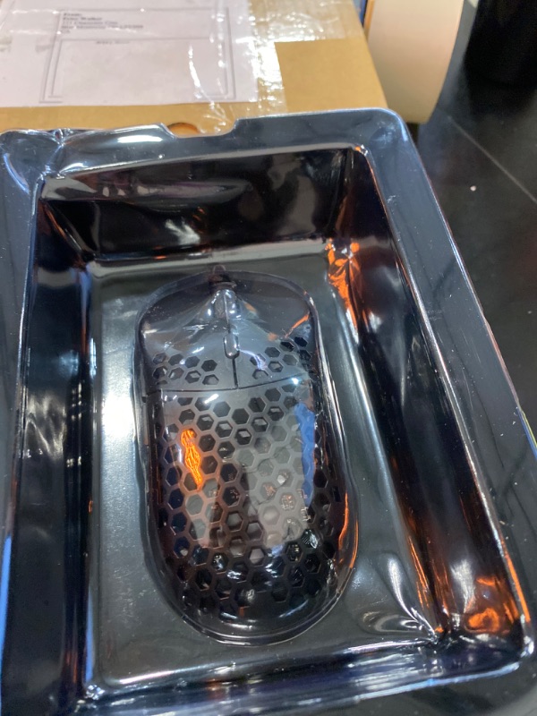 Photo 1 of Monoprice Hyper-K Ultralight Optical Gaming Mouse - 16000DPI, Full Size, PixArt PMW 3389, Omron Switches, RGB Lighting, 60g Weight, Wired - Dark Matter