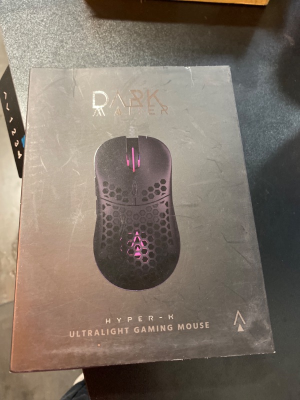 Photo 1 of Monoprice Hyper-K Ultralight Optical Gaming Mouse - 16000DPI, Full Size, PixArt PMW 3389, Omron Switches, RGB Lighting, 60g Weight, Wired - Dark Matter