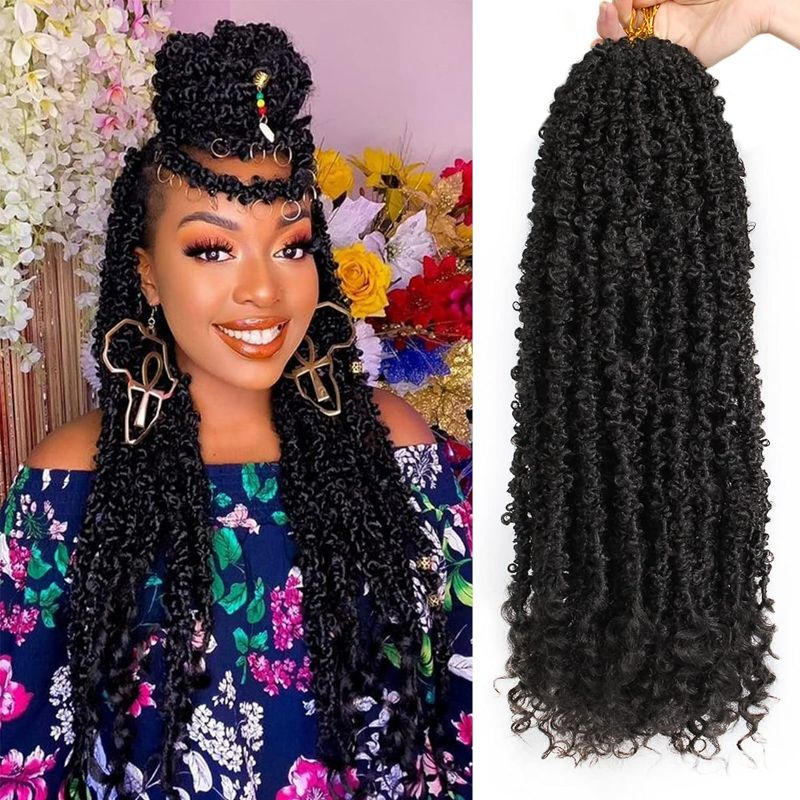 Photo 1 of ZRQ Butterfly Locs Crochet Hair With Curly Ends 24 Inch 6 Packs Pre Looped Long Butterfly Soft Locs Distressed Butterfly Faux Locs Synthetic Goddess Locs Hair Extensions (24 Inch, 1B#)
