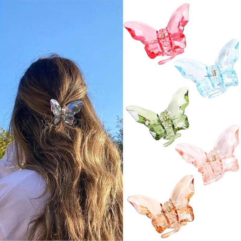 Photo 1 of NAISIER Hair Claw Clips Jaw Clips 3.3 inch Girls Clear Butterfly Hair Clips, Beautiful Butterfly Hair Clips Hair Accessories for Girls and Women 5 pack Large sized.
