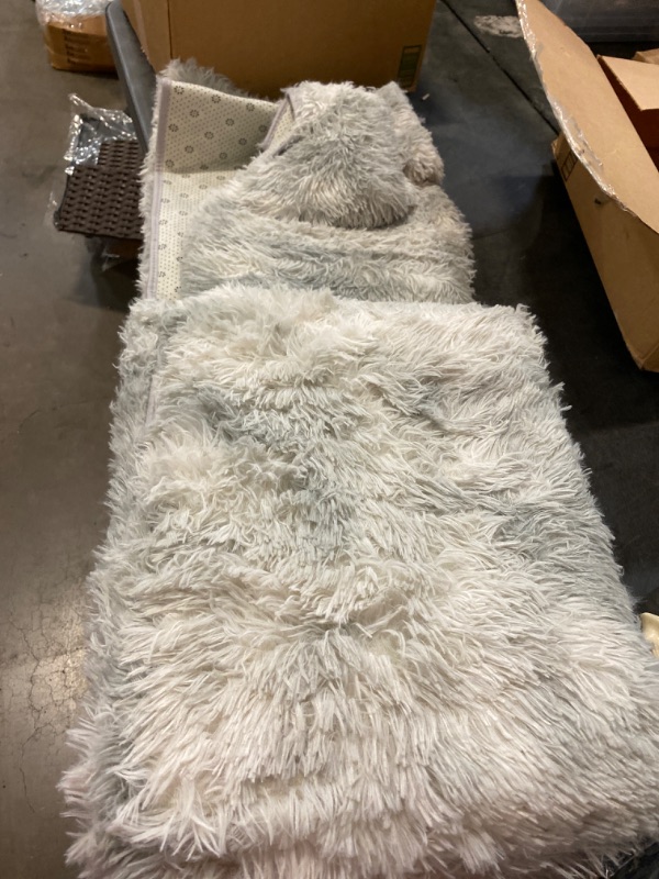 Photo 2 of PAGISOFE Abstract Shaggy Area Rug, 4x6, Plush Soft Fluffy Fuzzy Furry Carpet for Living Room, Dorm, Tie-Dyed Light Grey for Bedroom, Nursery, Grils, Boys, Kids Room
