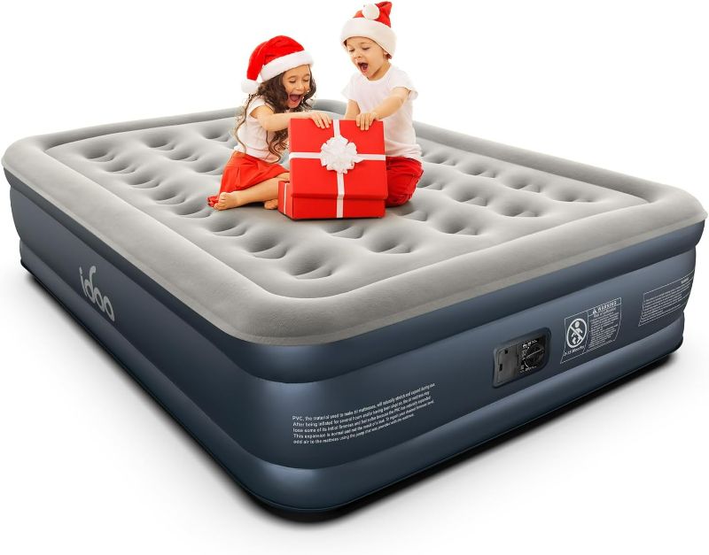 Photo 1 of iDOO Queen Air Mattress, Blow Up Mattress with Built-in Pump, 3 Mins Quick Self-Inflation/Deflation, Comfortable Top Surface Inflatable Airbed for Home Portable Camping Travel