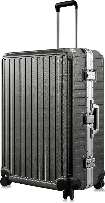Photo 1 of LUGGEX 28 Inch Luggage with Aluminum Frame, Polycarbonate Zipperless Checked Large Luggage, Hard Shell Suitcase 4 Metal Corner
